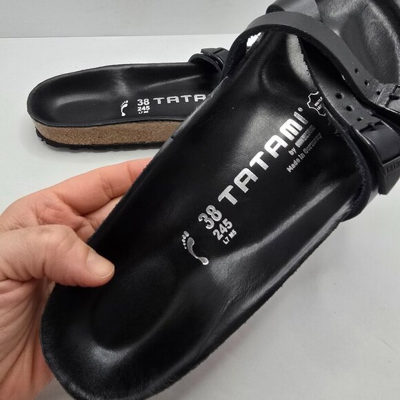 Tatami by Birkenstock | black leather neutral minimalist slide sandals | WMS 7 - Picture 5 of 9